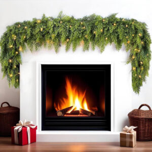 Premium real touch Christmas cedar garland with light for holiday decor